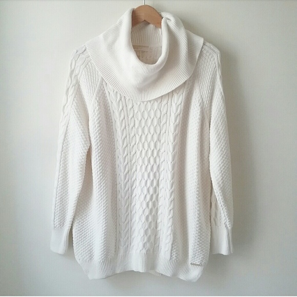MICHAEL Michael Kors Sweaters - Michael Kors Cream Cableknit Cowlneck Sweater MICHAEL Michael Kors Sweaters - Michael Kors Cream Cableknit Cowlneck Sweater